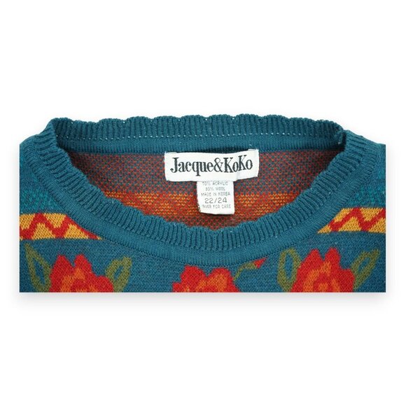 Vintage 90s Jacque & Koko Womens Sweater All Over Abstract Pattern Size 22/24 - Picture 3 of 3